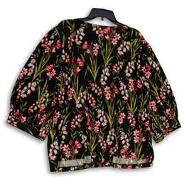 NWT Womens Multicolor Floral V-Neck 3/4 Sleeve Pullover Blouse Top Size 2X alternative image