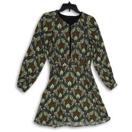 Womens Multicolor Floral Long Sleeve Round Neck Fit & Flare Dress Size S alternative image