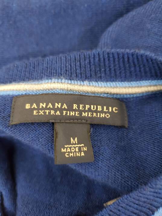 Banana Republic Extra Fine Merino Diamond Pattern Blue Knit Men Size-M image number 2