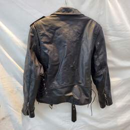 FMC Full Zip Black Leather Motorcycle Jacket Size 46 alternative image