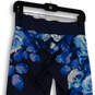 Womens Blue Floral Elastic Waist Skinny Leg Ankle Legging Size Medium image number 4