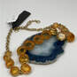 Designer J. Crew Gold-Tone Orange Crystal Cut Stone Statement Necklace image number 1