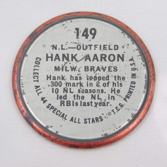 1964 HOF Hank Aaron Topps Coins #149 Milwaukee Braves image number 2