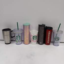 Bundle Of 7 Different Size, Color And Design Starbucks Coffee Cups