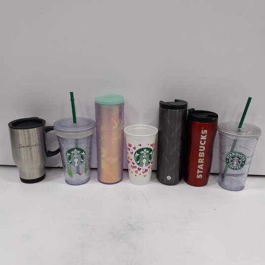 Bundle Of 7 Different Size, Color And Design Starbucks Coffee Cups image number 1