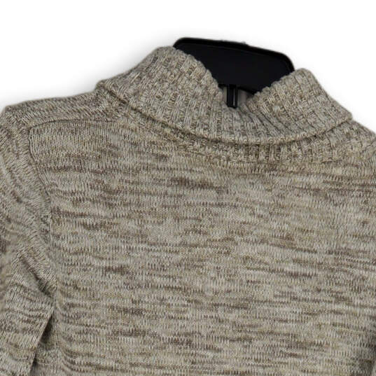 Womens Tan Tight-Knit Mock Neck Long Sleeve Pullover Sweater Size Medium image number 4