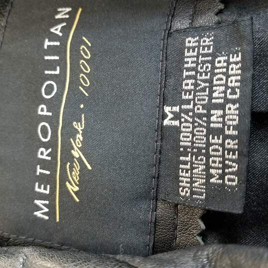 Metropolitan New York women Black Leather Trench Coat M image number 3