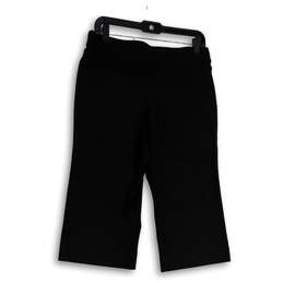 Womens Black Flat Front Straight Leg Stretch Capri Pants Size Medium alternative image