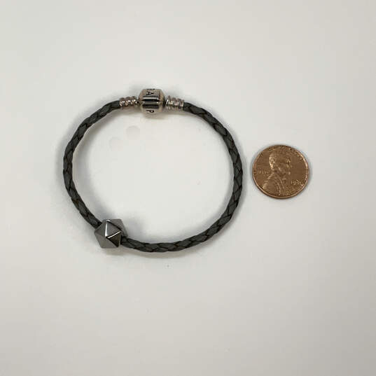 Designer Pandora S925 ALE Sterling Silver Leather Clip Charm Bracelet image number 4