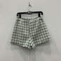 Womens Green Plaid Knitted Open Front Two-Piece Short Suit Set Size Large image number 6