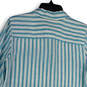 Womens Blue White Striped 3/4 Sleeve Hi-Low Hem Button-Up Shirt Size 0 image number 4