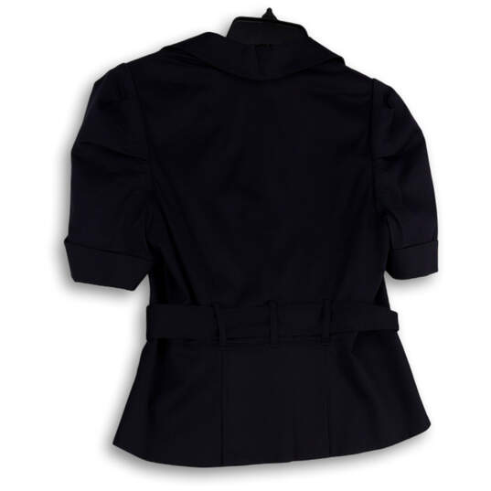 NWT Womens Black Notch Lapel Short Pockets Sleeve Belted Blazer Size M image number 2