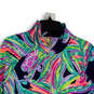 Womens Multicolor Leaf Print Kangaroo Pocket Half Zip T-Shirt Size Medium image number 3