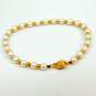 14K Yellow Gold Pearl & Gold Braded Bracelet 5.8g image number 6