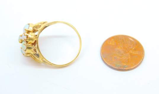 Vintage 14K Yellow Gold Opal Cluster Ring 5.3g image number 5