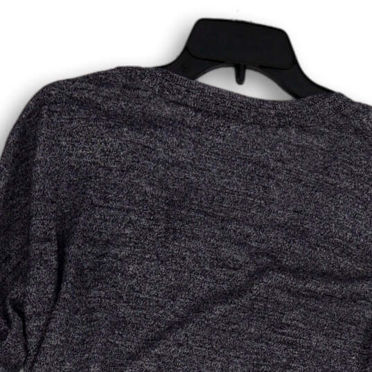 Womens Blue Heather Long Sleeve V-Neck Side Slit Pullover Sweater Size S image number 2