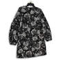 NWT Womens Black White Floral Balloon Sleeve V-Neck A-Line Dress Size M image number 2