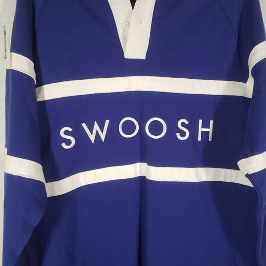 Mens Regular Fit Swoosh Long Sleeve Collared Polo Shirt Size Medium image number 3