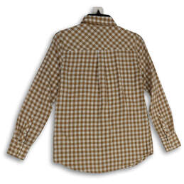NWT Womens Brown Check Spread Collar Long Sleeve Button-Up Shirt Size XXS alternative image