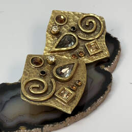 Designer Patricia Locke Gold-Tone Crystal Cut Stone Clip-On Stud Earrings alternative image