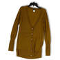 Womens Yellow Long Sleeve Ribbed Cuff Button Front Cardigan Sweater Size M image number 1
