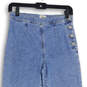 Womens Blue Denim Medium Wash Side Button Straight Leg Ankle Jeans Size 27 image number 3
