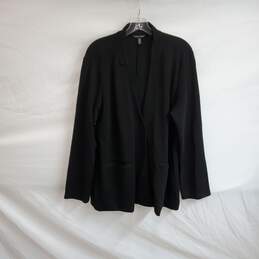 Eileen Fisher Black Knit Button Up Cardigan WM Size XL