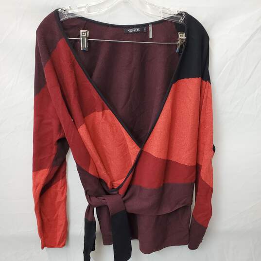 Nic & Zoe Women's Colorblock Deep V-Neck Cardigan Sweater Size L image number 1