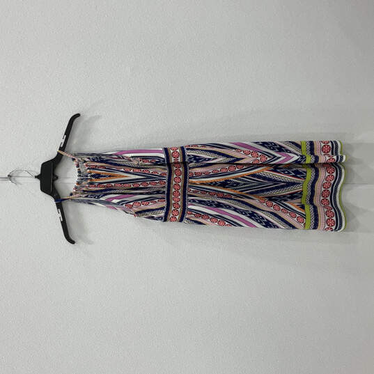 Womens Multicolor Printed Halter Neck Keyhole Front A-Line Dress Size 4 image number 1