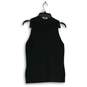 NWT Womens Black Knitted Spread Collar Sleeveless Polo Shirt Size M image number 2