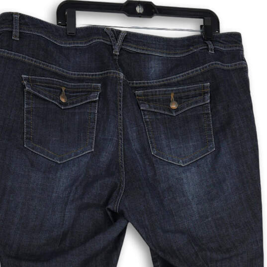 Womens Blue Denim Dark Wash 5-Pocket Design Straight Leg Jeans Size 20T image number 4