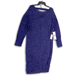 NWT Womens Blue Heather Long Sleeve Front Knot Pullover Shift Dress Size XL alternative image
