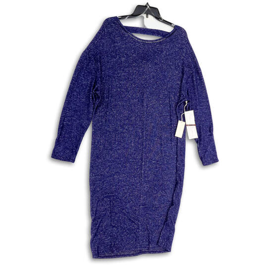 NWT Womens Blue Heather Long Sleeve Front Knot Pullover Shift Dress Size XL image number 2