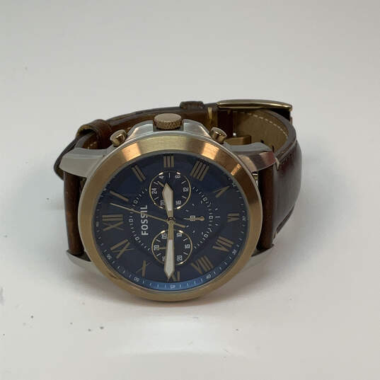 Designer Fossil Gold-Tone Chronograph Adjustable Strap Analog Wristwatch image number 2
