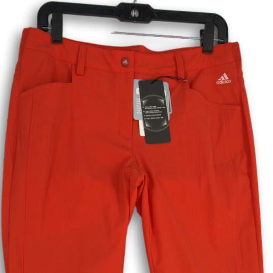 NWT Adidas Womens Red Flat Front Straight Leg Ankle Pants Size 30 image number 3