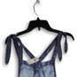 NWT Womens Blue Denim Shoulder Tie Pockets One-Piece Romper Size Small image number 4