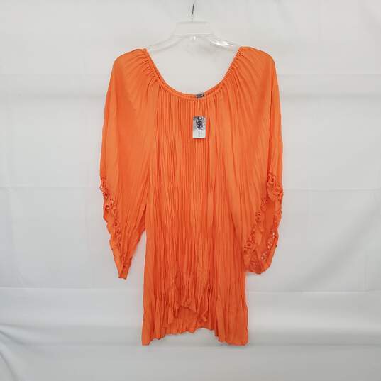 Catherine's Orange Pleated Pullover Dress WM Size 4X NWT image number 1