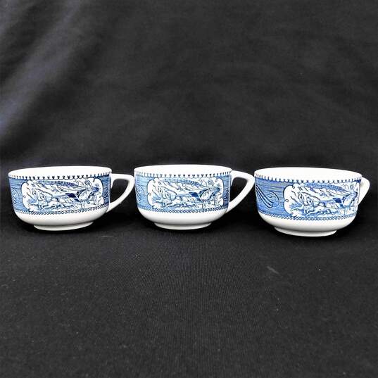 Vintage Currier & Ives Royal China Blue Teacup Lot image number 3