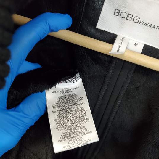 BCBGeneration Hooded Zip Up Black Coat Jacket Polyester Blend Sz M image number 4