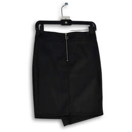 NWT Womens Black Asymmetrical Hem Back Zip Wrap Skirt Size Small alternative image