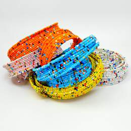Artisan Multi Color Seed Bead Multi Row Collar & Bracelet Sets