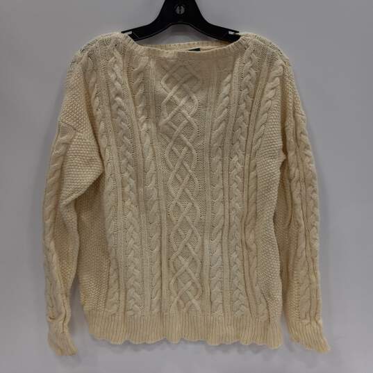 Women's Cream Lauren Ralph Lauren Cable Knit Sweater (SIze M) image number 1
