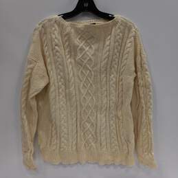 Women's Cream Lauren Ralph Lauren Cable Knit Sweater (SIze M)