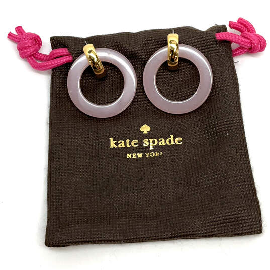Designer Kate Spade Gold-Tone Pink Acrylic Drop Earrings With Dust Bag image number 4