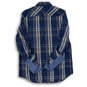 NWT Mens Blue Plaid Spread Collar Roll Tab Sleeve Button-Up Shirt Sz Medium image number 2