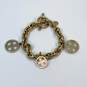 Designer Michael Kors Gold-Tone Chain Fashionable Toggle Charm Bracelet image number 2