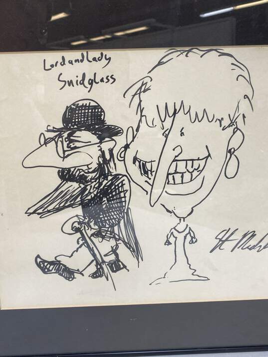 Lord and Lady Snidglass Caricature Drawing Drawing Signed. Matted & Framed image number 5