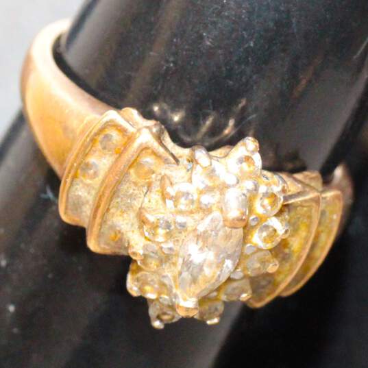 10K Yellow Gold Cubic Zirconia Accent Ring Size 7 - 2.8g image number 3