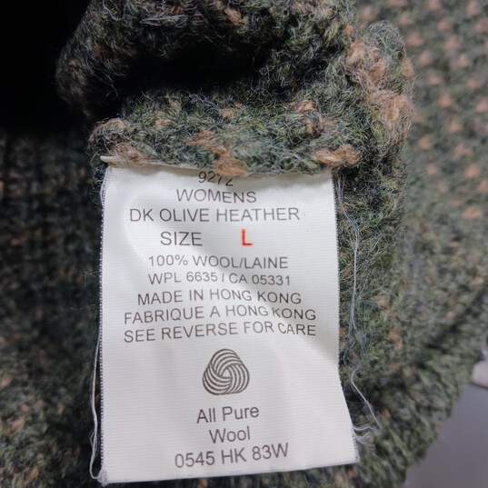 Vintage Woolrich Women's Dark Olive Heather 100% Wool Cardigan Size L image number 5