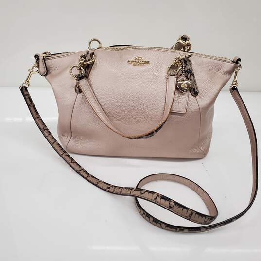 Coach Metallic Light Pink Pebble Leather Crossbody Bag AUTHENTICATED image number 1
